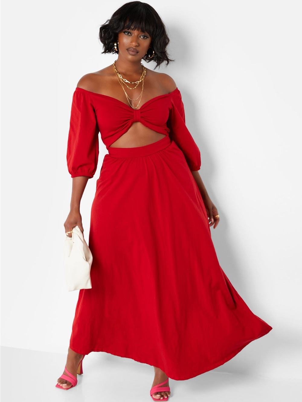 Want It All Twist Front Cut Out Maxi A Line Dress